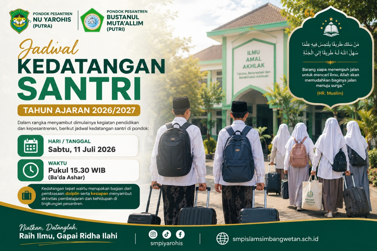 Jadwal Keberangkatan Santri Tahun Ajaran 2026/2027 pada 11 Juli 2026